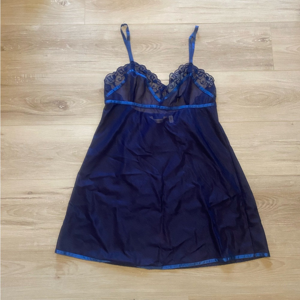 Vtg Victoria’s Secret Blue Babydoll Nightgown L